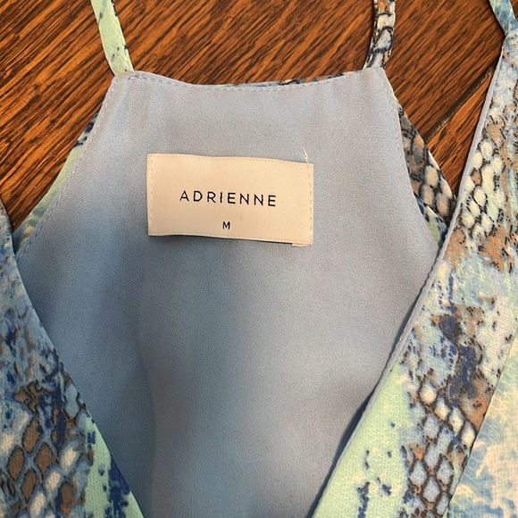 Adrienne V neck Spaghetti Strap Racerback Snake print blue green Tank Medium - Picture 6 of 8